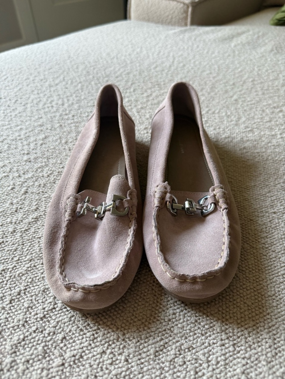 mercer & madison Dusty Pink/Lavendar Suede Loafers with Silver Bit